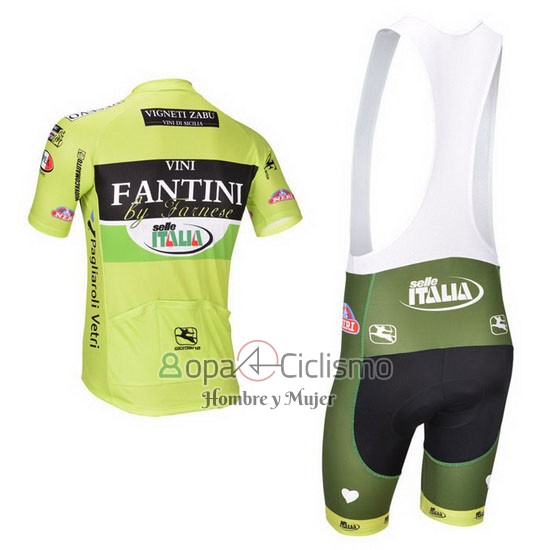 Vini Fantini Ropa Ciclismo Culotte Corto 2013 Hombre Mangas Cortas Verde y Negro